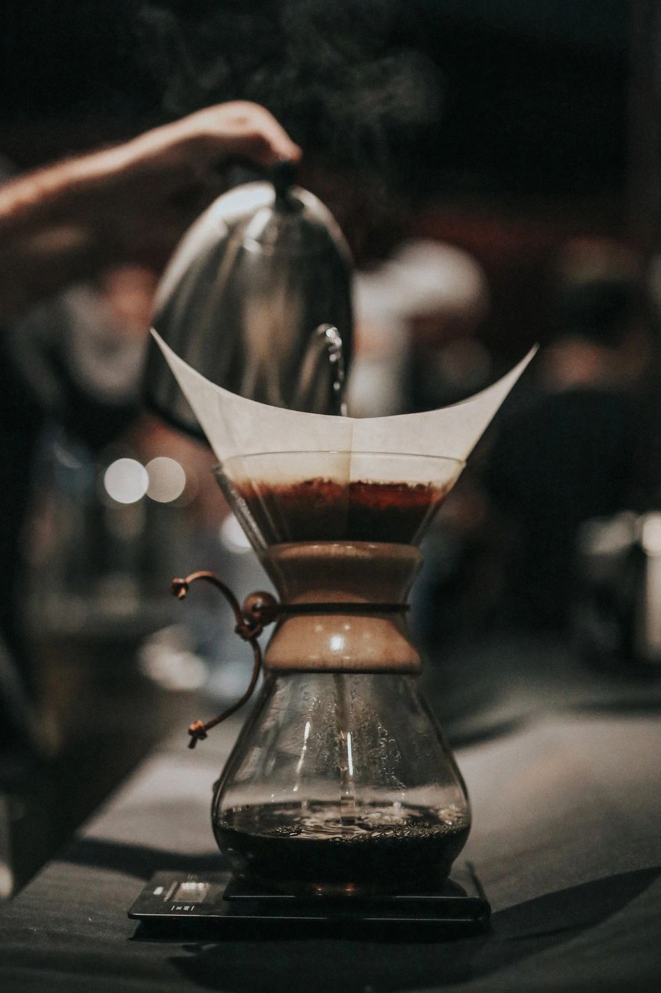 Chemex pour over coffee brewing